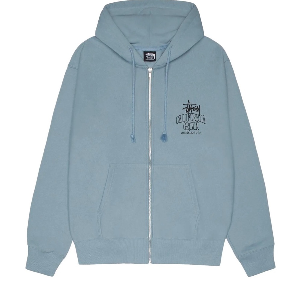 Stussy California Grown Zip Hoodie 'Slate' Light Blue Size M